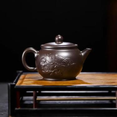 Imagem de Pote de barro chinês roxo de 130 ml feito à mão bule de chá Kung Fu para uso doméstico