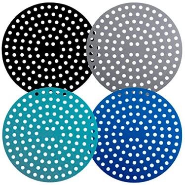 Imagem de Viwehots Forros de silicone para fritadeira a ar, forros de silicone reutilizáveis para fritadeira a ar de 23 cm de diâmetro, pacote com 4, acessórios de fritadeira a ar fácil de limpar, acessórios