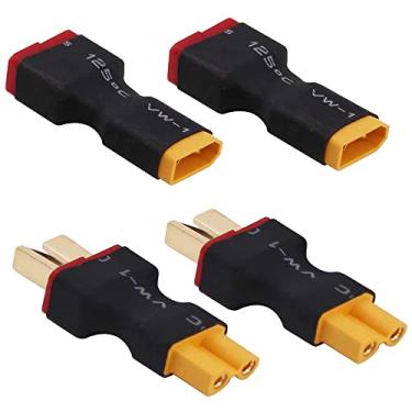 Imagem de Yiqigou 2 pares de conectores fêmea macho sem fio Deans-T para XT30 conector fêmea macho adaptador de conversão para baterias RC