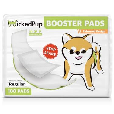 Imagem de WICKEDPUP Forros de fraldas para cães machos e fêmeas, 100 unidades | Inserções descartáveis para fraldas para cães servem na maioria das faixas de barriga reutilizáveis para animais de estimação, envoltórios de cobertura e calcinhas laváveis (regular (novo))