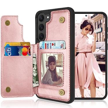 Imagem de Tekcoo Capa carteira para Galaxy S23 Plus, carteira minimalista de couro PU para identidade e dinheiro, compartimentos para cartão de crédito, fecho magnético, suporte, flip fina, capa protetora para