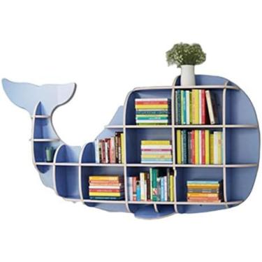 Imagem de Prateleira de parede de baleia criativa Sala de estar Pendurado na parede Decoração Prateleira Divisória de parede do quarto Nórdico Criativo Simples Estante de várias camadas Armário de arm