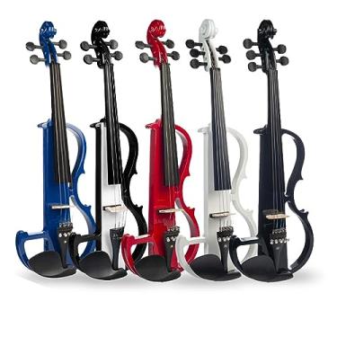 Imagem de Violino elétrico de madeira maciça, violino silencioso, violino de desempenho profissional, violino adulto, 5 opções de cores (vermelho)