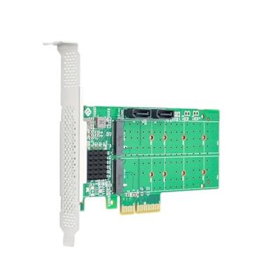 Imagem de Placa de matriz de disco PCIe X4 para 2 portas M.2 + 2 portas SATA RAID 0/1/10 interface M.2 dupla interface NGFF placa de expansão SSD unidade de estado sólido