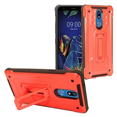 Imagem de Z-GEN - Para LG K40 LM-X420, LG Solo LTE L423DL - Capa de telefone híbrida com suporte + protetor de tela de vidro temperado - ST3 vermelho