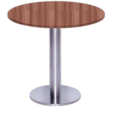 Imagem de Mesa Beta Big Inox 75 cm (Alt) Disco Redondo Tampo MDP Redondo 70 cm (Larg) x 2,50 cm (Alt) Walnut