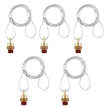 Imagem de HASAOMOI 5 peças de válvula de drenagem de tanque de ar encaixe de plugue NPT de 3/20.3 cm com válvula de cabo de 152.4 cm, válvula de drenagem de reservatório de freio a ar para semi caminhões