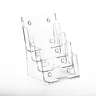 Imagem de Acrílico Store Porta Folheto Quádruplo com Bolsas A5 Vertical (15x21cm) - Acrílico Transparente - Rack de Armazenamento para Papéis A5 - Montagem na Parede - Para Livros e Documentos