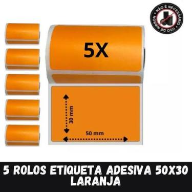 Imagem de 5 Rolo Etiqueta Adesiva Laranja P/ mini impressora bluetooth - Xd Mega