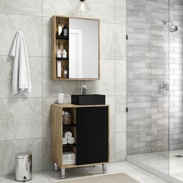 Imagem de Gabinete para Banheiro com Cuba e Espelheira Nichos - Ozini