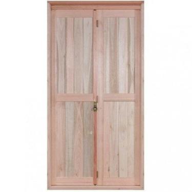 Imagem de Porta de Madeira Camarão 213x74cm com Lambris e Marco Batente 14cm Ewk