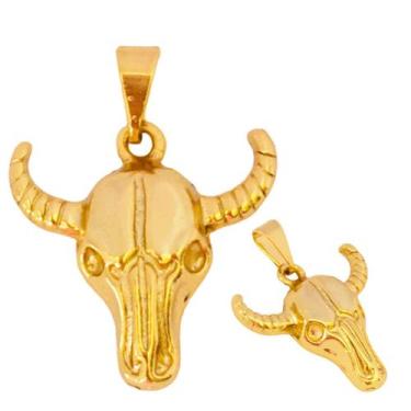 Imagem de Pingente Cabeça De Boi Carcaça Fazenda Banhado a Ouro 18k - Dinis Joia