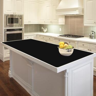 Imagem de Tapete de silicone grande de 120 cm x 60 cm para bancada de cozinha, protetor de bancada antiderrapante resistente ao calor, tapete de silicone impermeável para ilha de cozinha, preto