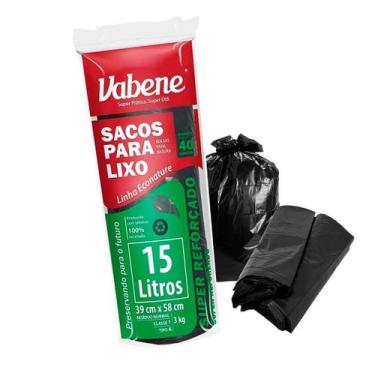 Imagem de Saco Lixo Preto Reforcado 15l 40un / Rolo Vabene Reciclado