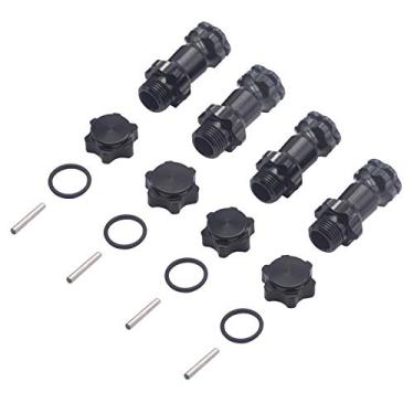 Imagem de Pacote com 4 ShareGoo de alumínio 17 mm cubo hexagonal de roda de 30 mm adaptador de extensão com tampa antipoeira de 12 mm para HPI HSP Axial Traxxas Himoto 1/8 RC carro Buggy Monster Truck