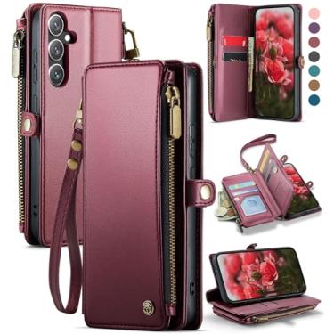 Imagem de Defencase Capa para Samsung Galaxy S24, com bloqueio de RFID para Galaxy S24, carteira para mulheres e homens, com porta-cartões, capa de telefone carteira de couro PU com fecho de correr magnético