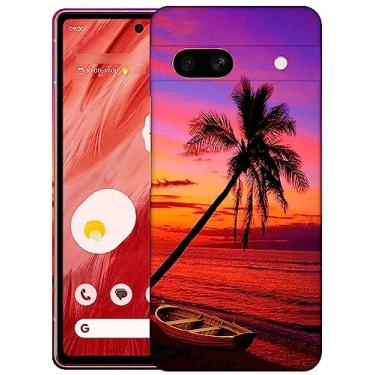 Imagem de SM Cases Capa Google Pixel 7A - Tropical Beach Sunset Design impresso 3D Capa de plástico rígido para Google Pixel 7A (não para Pixel 6A). Branco