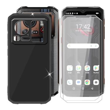 Imagem de Capa para Hotwav Cyber 15 (16.8 cm) + protetor de tela (pacote com 2), capa de silicone ultrafina à prova de choque antiarranhões + vidro temperado - preta