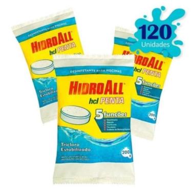 Imagem de Pastilha de Cloro p/ Piscina - Hidroall HCL Penta 5 funções 200g - c/ 