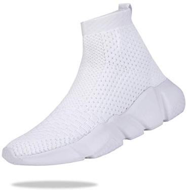 Imagem de Tênis de corrida para meninos, tênis de meia respirável para meninas, tênis de corrida leves e modernos, High Tops-white, 1 Little Kid