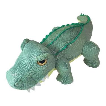 Imagem de Crocodilo Jacaré Pelúcia Olho Brilhante 35Cms - Verde Escuro - Fizzy