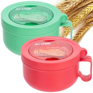 Imagem de Tigela de ramen de micro-ondas com tampa e alça para itens essenciais de dormitório, conjunto de 2 canecas de sopa de micro-ondas para sopa e macarrão instantâneo, aveia, gumbo, salada, livre de BPA