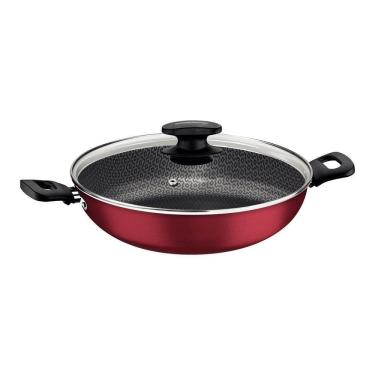 Imagem de Panela Wok Antiaderente 3,3l Com Tampa Loreto Vermelho