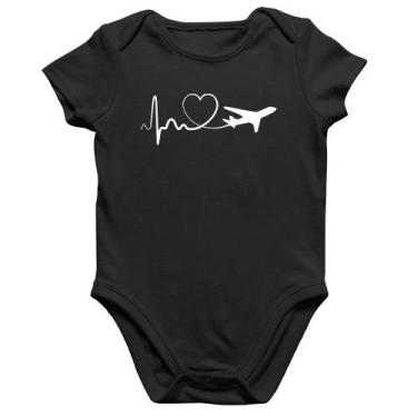 Imagem de Body Bebê Algodão Avião Batimentos Cardíacos Coração - Foca na Moda, P