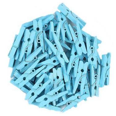 Imagem de Mini Prendedor de Madeira Azul Claro 3,5cm - 50 Unidades - Artlille