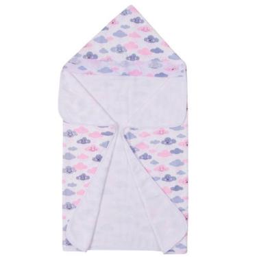 Imagem de Toalha de Banho Bebê Chuvinha Rosa com Capuz - Miguel Baby