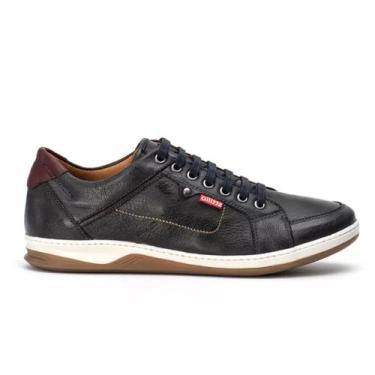 Imagem de Sapatênis Masculino Couro Linha Stillo Ranster 006s, Petroleo, 39