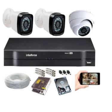 Imagem de Kit De Câmeras Intelbras Com 2 Bullet Externas e 1 Dome Interna DVR Hí