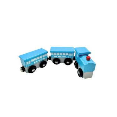Imagem de Trem Trenzinho Madeira Vagões Colorido Montessori - Dony Toys, Cielo