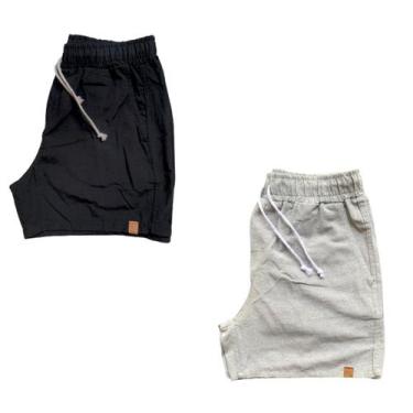 Imagem de Kit 2 Shorts Mauricinho Plus Size Fio Tinto Linho 3 Bolsos - C&C, Pret