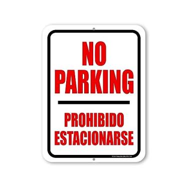 Imagem de Honey Dew Gifts, No Parking Prohibido Estacionarse, 23 cm x 30 cm, placas bilíngues espanholas inglesas, placas de estacionamento, placa sem estacionamento, placas de rua de metal, placas de aviso,