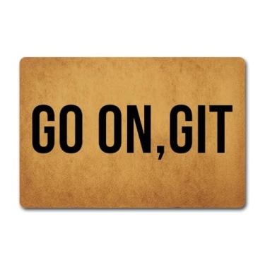 Imagem de Capacho divertido de boas-vindas para presente Go On Git Go Away (60,2 cm x 39,6 cm) Tapete de presente de aquecimento de casa com tapetes de borracha antiderrapante para porta traseira para o caminho