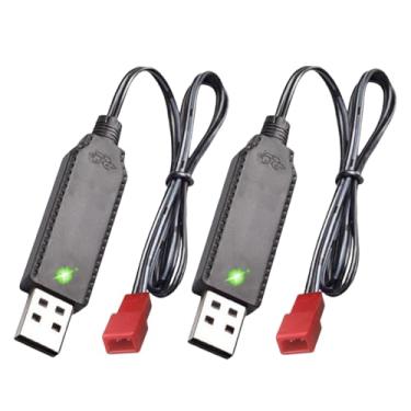 Imagem de Cabo carregador USB de 3,7 V com plugue JST de 2 pinos compatível com carro RC, avião, tanque, barco e outros brinquedos de controle remoto para bateria lipo universal de 3,7 V (2) preta
