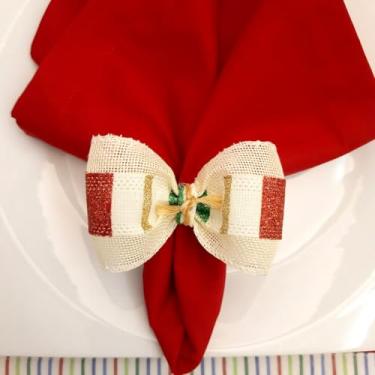 Imagem de Conjunto de Mesa Posta 6 Lugares, Americanos Listras Coloridas (6 porta-guardanapos)