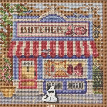 Imagem de Mill Hill Butcher Shop Kit de ponto cruz contado com contas botões e miçangas 2025 Spring Series MH142516, 13,3 x 13,3 cm, multi