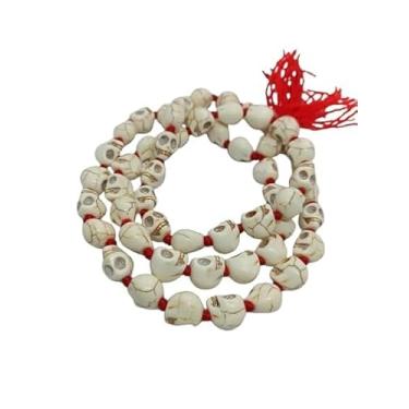 Imagem de Mund Mala | Mala de caveira para deusa Kali Pooja | Kali Maa Poja Shiv Ji Pooaj Yantra & Mantra Item religioso indiano Aghori vestindo e Puja - Branco, 1 peça (Bhoot Mala) (médio)