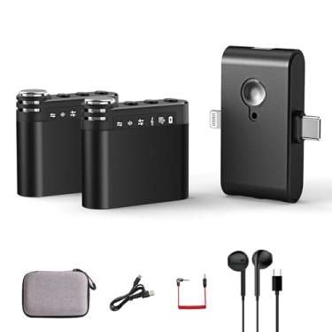Imagem de Microfone de lapela sem fio M9 para iPhone (15/14/16)/celular Android, mini microfone portátil de lapela, transmissão de 100 metros, microfones de telefone para gravação, podcast, vlogs, YouTube,