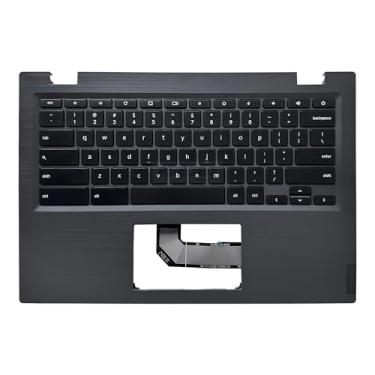 Imagem de Rinbers Capa superior para palmrest com teclado dos EUA sem substituição de montagem de touchpad para Lenovo Chromebook S345-14AST 81WX 5CB0S95227 14e 81MH 5CB0S95246 - Preto