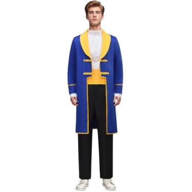 Imagem de Fantasia masculina de besta de príncipe real, cosplay de Halloween, casaco de veludo azul brocado, conjunto de terno, Azul estilo 3, GG