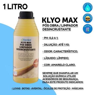 Imagem de Klyo max limpador desincrustante acido 1l renko, KLYO MAX LIMPADOR DES
