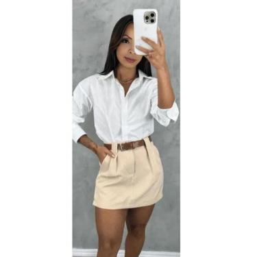 Imagem de Conjunto Feminino Short Saia de Alfaiataria e Camisa Social Manga Long