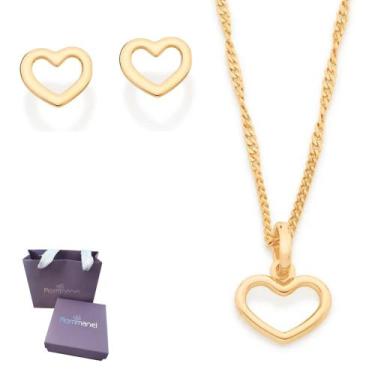 Imagem de Kit Brincos + Colar + Pingente Rommanel Banhados A Ouro 18k Com Embala