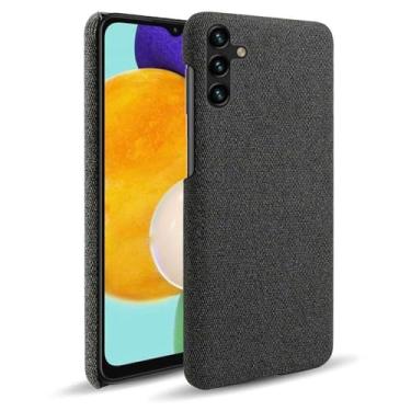 Imagem de Capa para Samsung Galaxy A13 5G,Capa desenhada em lona,Case Protetora Ultrafina com Empunhadura Macia,Design em Tecido Antichoque e Antiarranhões-Black