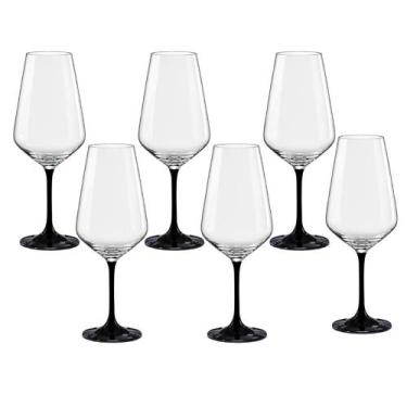 Imagem de Taça de Cristal Bohemia Para Vinho 550 ml Preta Sandra 6 Peças - Bohem