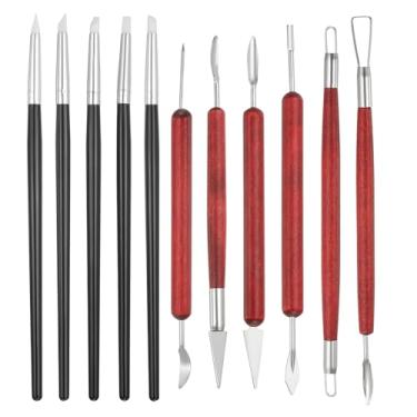 Imagem de YOKIVE 11 ferramentas de escultura de argila de silicone de 5 mm, ferramentas de argila de polímero, ferramenta de modelagem de argila, ótima para pintura artesanal de argila de cerâmica (preto branco
