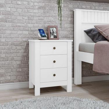 Imagem de Mesa De Cabeceira Dubai Com 3 Gavetas New Branca